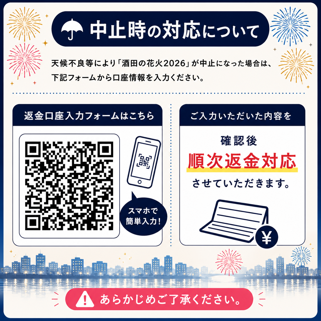 酒田の花火2026 返金フォーム